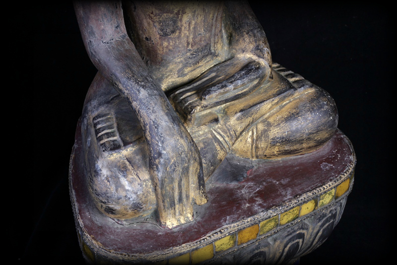 Extremely Rare Early 18C Wood Burma Ava Buddha #CA1074